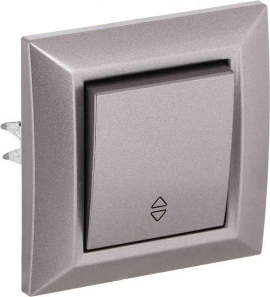 Вимикач прохідний одноклавішний UP! (Underprice) Vesta без підсвітки 10 А 220-250В сірий металік