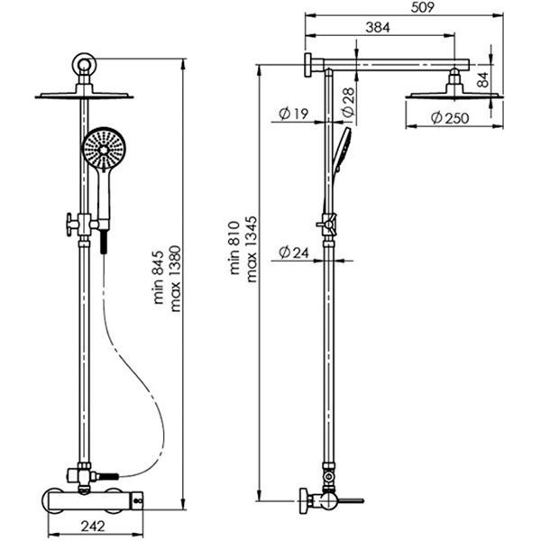 Душевая система Rubineta душевая колонна Etna + смеситель для душа Ultra-15/D 625029