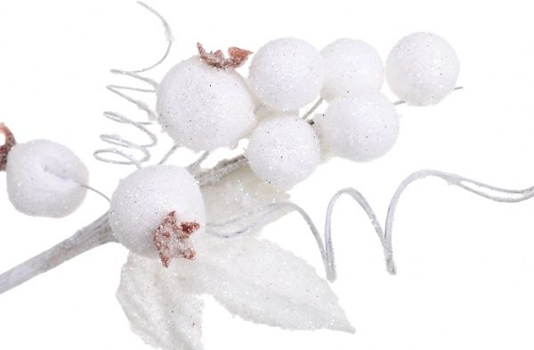 Декорація новорічна Пучечок ягід з листям 22 см білий EPI-EYK4-2276A 