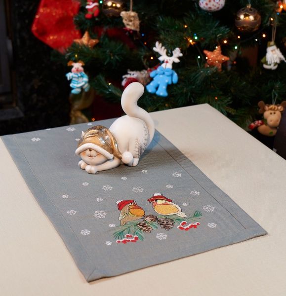 Дорожка Снегири 377-19/00 40x140 см темно-оливковый Эдельвика 