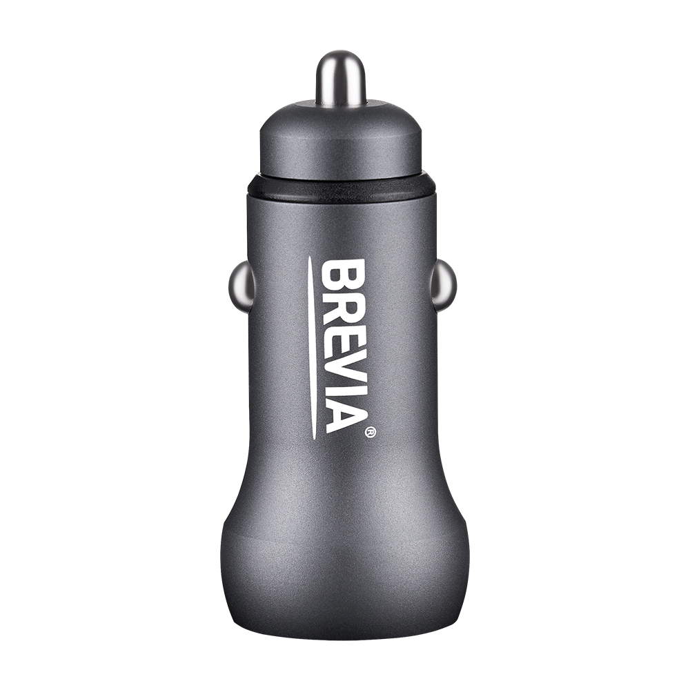 Автомобільний зарядний пристрій Brevia ePower Dual Style Metal LED 48W 1xUSB-C+1xUSB-A