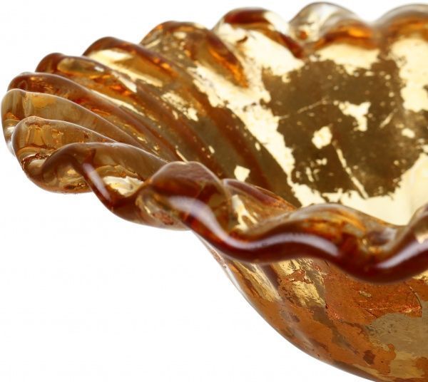 Фруктовница Disco Costole 24 см янтарный с золотым Antonio Tammaro