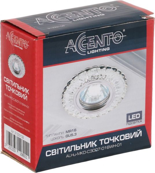 Світильник точковий Accento lighting MR16 з LED-підсвічуванням MKD-C3007-016WH-01 3 Вт 4000 К 