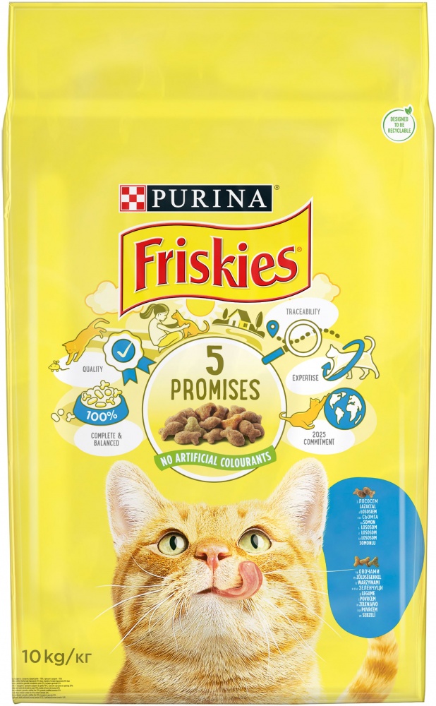 Корм сухой для котов Purina Friskies с лососем и овощами 10 кг