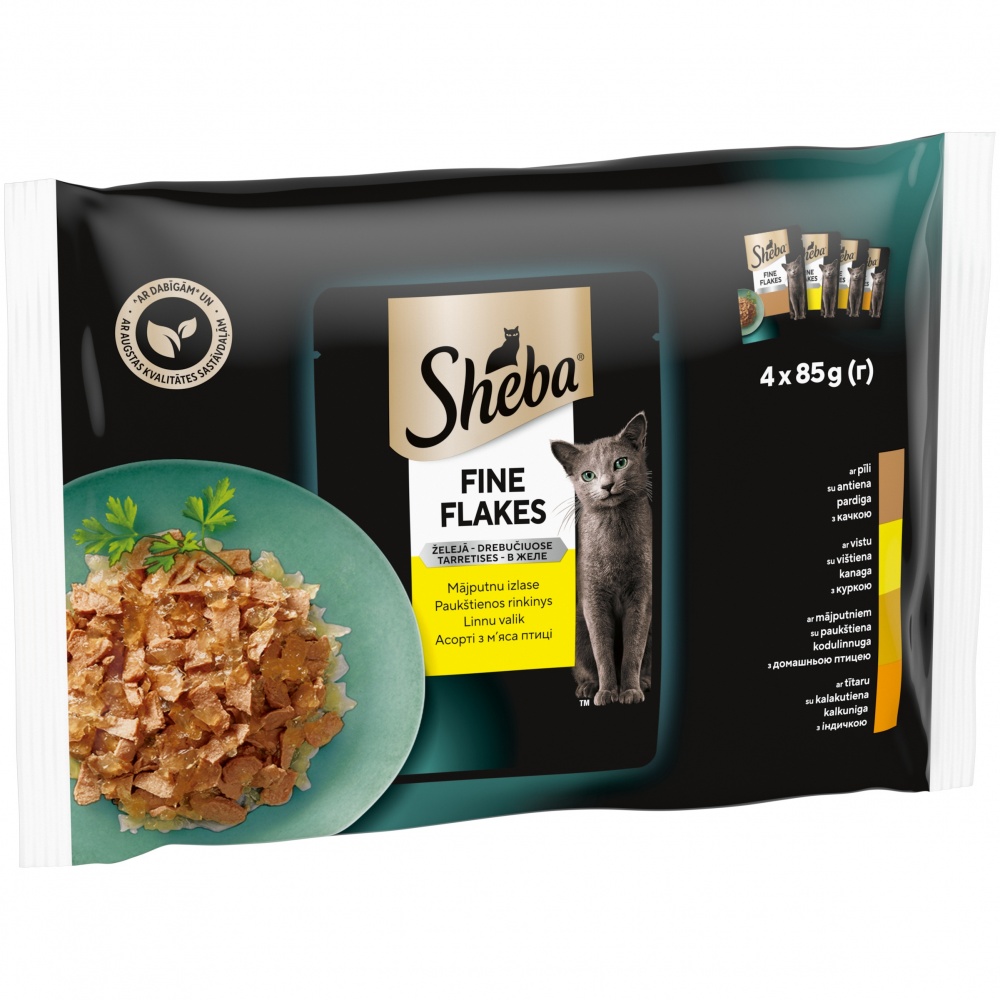 Корм влажный кощек Sheba птица ассорти в желе Мультипак 340 г