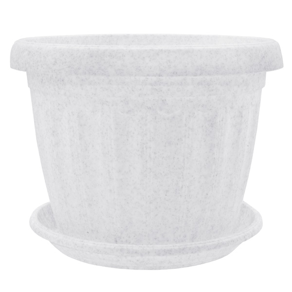 Горшок пластиковый Алеана Терра круглый 0,4л белый с серым (112071) 