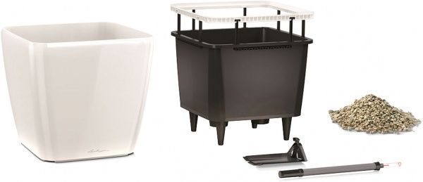 Вазон пластиковий Lechuza Quadro Premium LS 21 квадратний 9,5л білий 