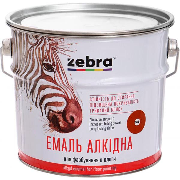 Эмаль ZEBRA алкидная для пола ПФ-266 серия Акварель 887 красно-коричневый глянец 2,8кг