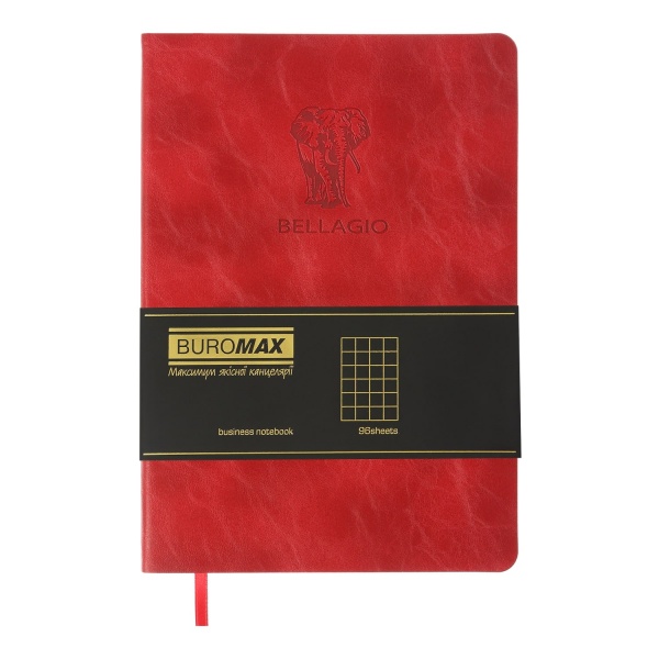 Блокнот недатований Bellagio А5 96 арк. клітинка червоний Buromax A5