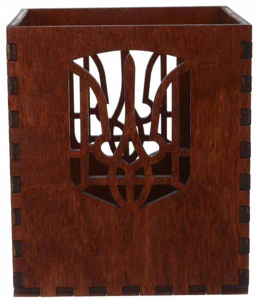 Підставка для ручок Герб України 10,5x9x9 см Червоне дерево Nice goods