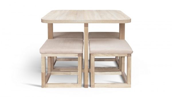 Комплект Gramma Прометей стол обеденный + 4 стула беж 