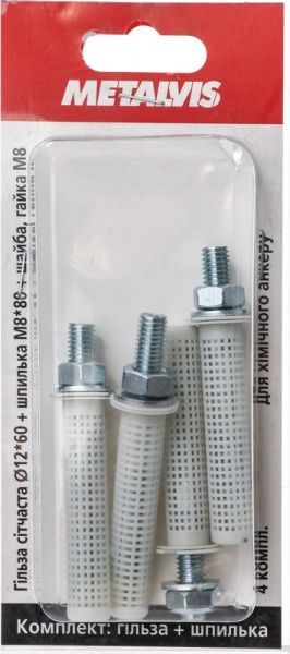 Комплект шпилька М8х80 + гільза 12х60 4 шт.