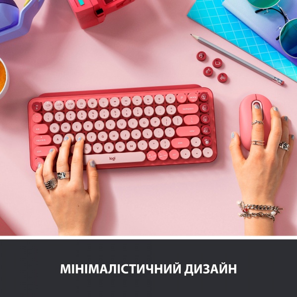 Клавиатура Logitech POP Keys Wireless Mechanical Keyboard With Emoji Keys heartbreaker rose (920-010718) 