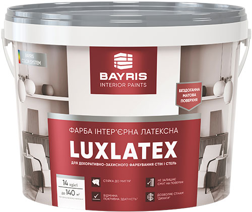 Фарба інтер'єрна латексна Bayris LUXLATEX мат білий 14кг 