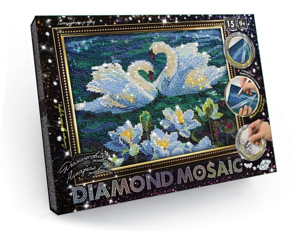 Набор для творчества Danko Toys Бриллиантовая живопись DIAMOND MOSAIC А4 с.2 №2 Лебеди DM-03-02
