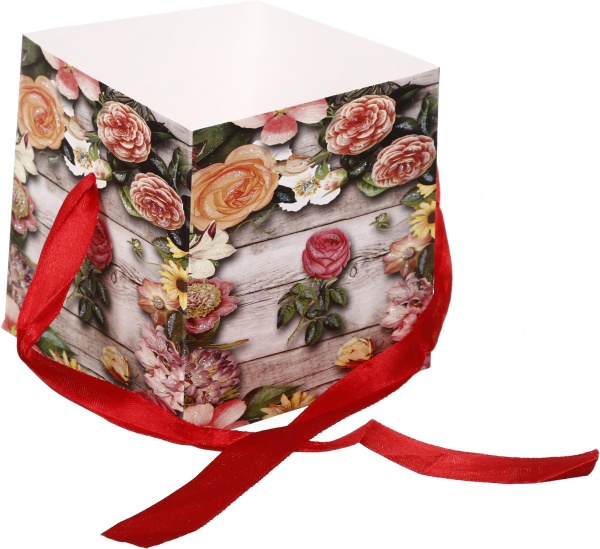 Коробка складная Цветы/сердца 10,8x10,8x10,8 см (EBXSS9850)