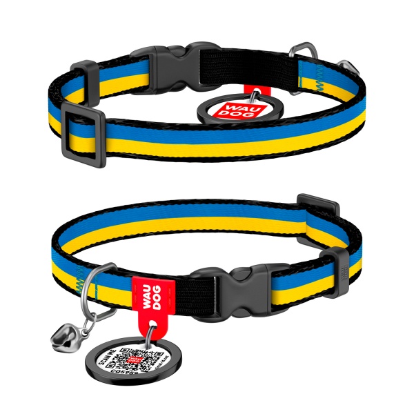 Ошейник WAUDOG Nylon c QR-паспортом Colors of freedom XS 20-30 см