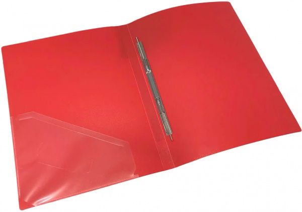 Папка скоросшиватель с карманом А4 500 мкн красная PP 4-213-01 4Office