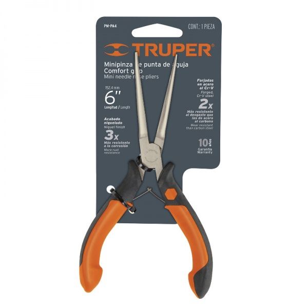 Длинногубцы Truper 150 мм прямые мини профи удлиненные PM-PA4