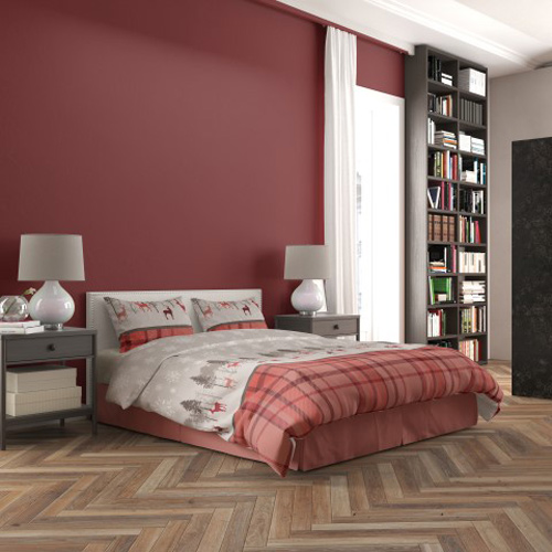 Комплект постельного белья Волшебный лес евро бежевый с красным Rigel 