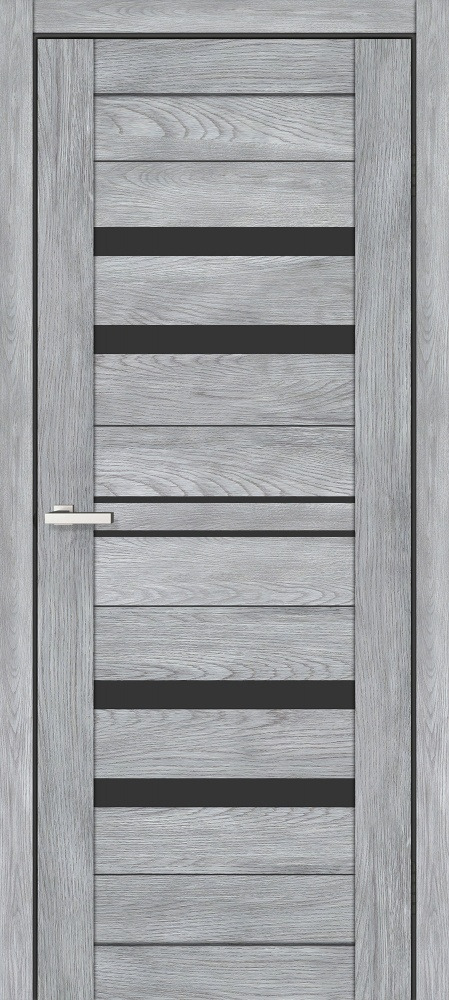 Дверне полотно ОМіС Lego 11 ВG (з фрезеруванням п/з 96/85) ПО чорне скло 800 мм дуб клівленд