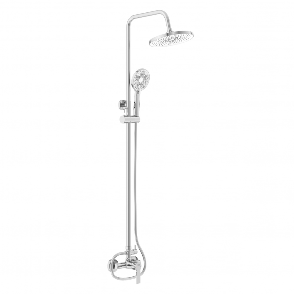 Душова система RJ LUX P (змішувач для душу, душ d225 мм, лійка 120 мм 3 режими, шланг 1500 мм PVC), хром