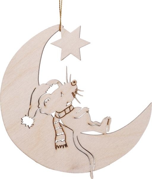 Подвеска Мышка на месяце 11,5 см 