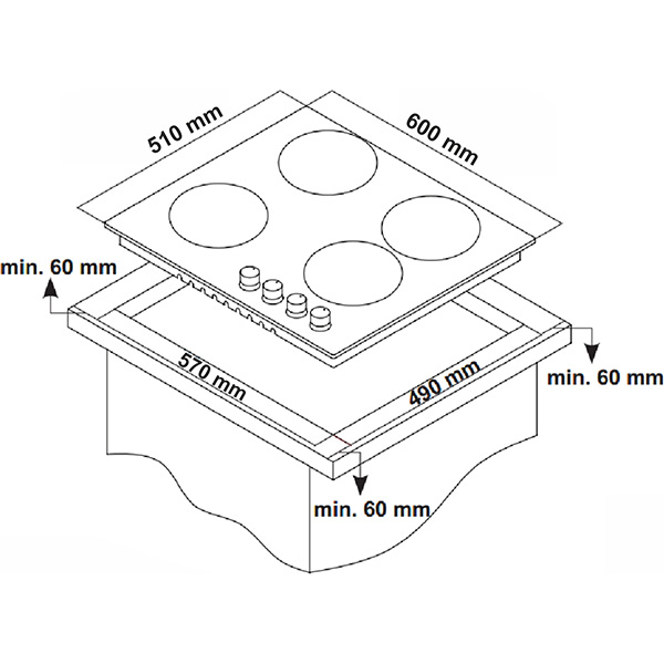 Варильна поверхня газова Interline TQ 6499 BK