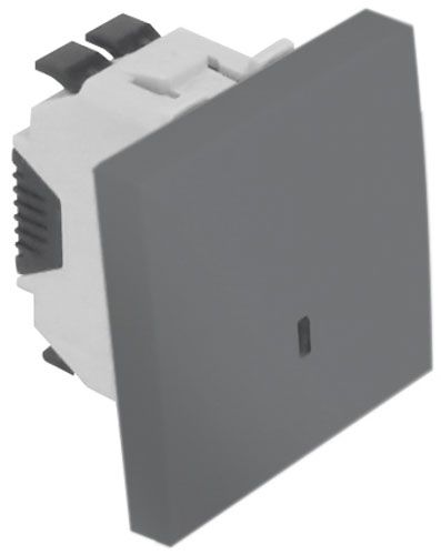 Выключатель одноклавишный Efapel Quadro с подсветкой 10 А алюминий 4601212 SAL