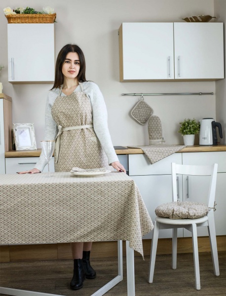 Скатерть Joy бежевая клетка 136x220 см бежевый La Nuit 