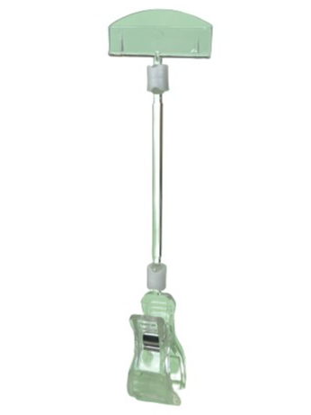 Держатель ценника с большой прищепкой с ножкой 100 мм прозрачный пластиковый 5 шт. 