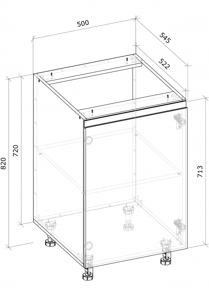Тумба нижняя МС Джетта 82/50/52,5 дуб сонома/графит Грейд