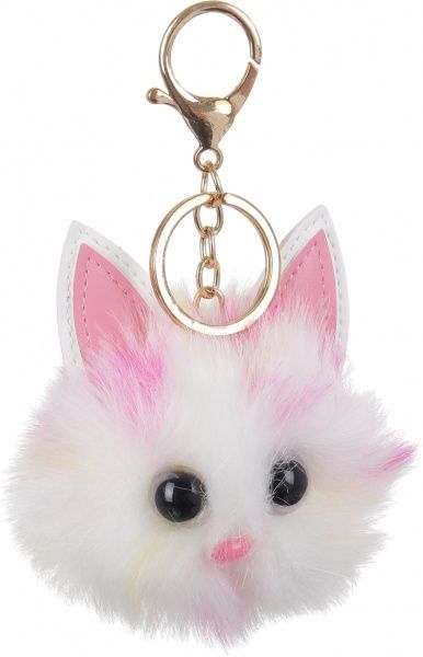 Брелок для рюкзака с ушками бело-розовый
