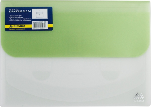Папка-конверт А4 на липучці TRAVEL 4 відділення BM.3707-99 асорті Buromax
