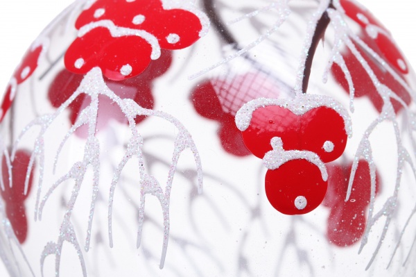 Куля новорічна калина з малюнком d 80 мм прозорий