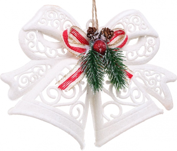 Декоративна підвіска Дзвоник з декором 15 см HFF235W білий