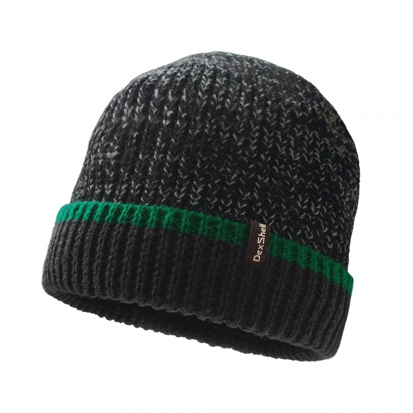 Шапка Dexshell водонепроникна Cuffed Beanie, р-р L/XL (58-60 см) DH353GRNLXL р.XL чорний із зеленими вставками