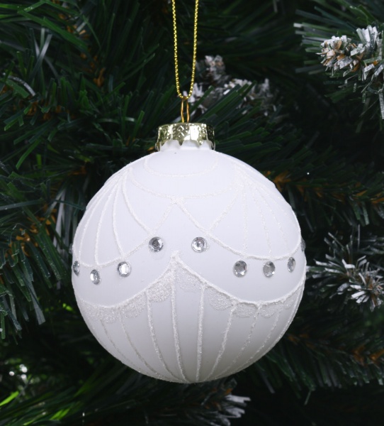 Елочная игрушка в форме шара с узором 8 см 