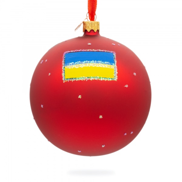 Ялинкова іграшка Україна понад усе 100 мм червоний К-1648-100