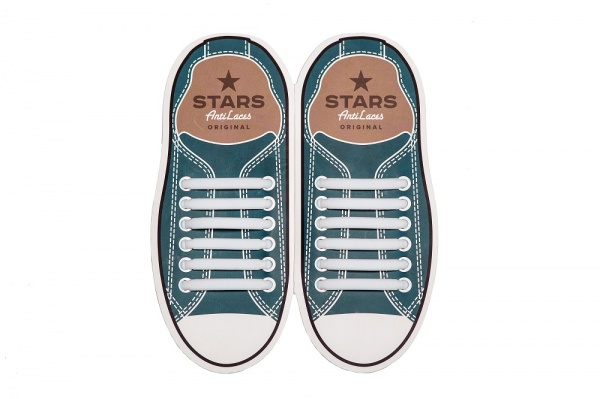 Шнурки силиконовые AntiLaces Stars 56,5 мм 12 шт. белый