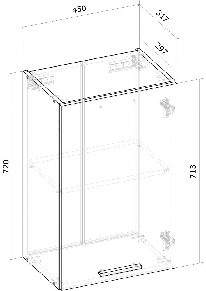 Шкаф верхний В 45х72х30 МС Кашемир кашемир/кашемир Грейд