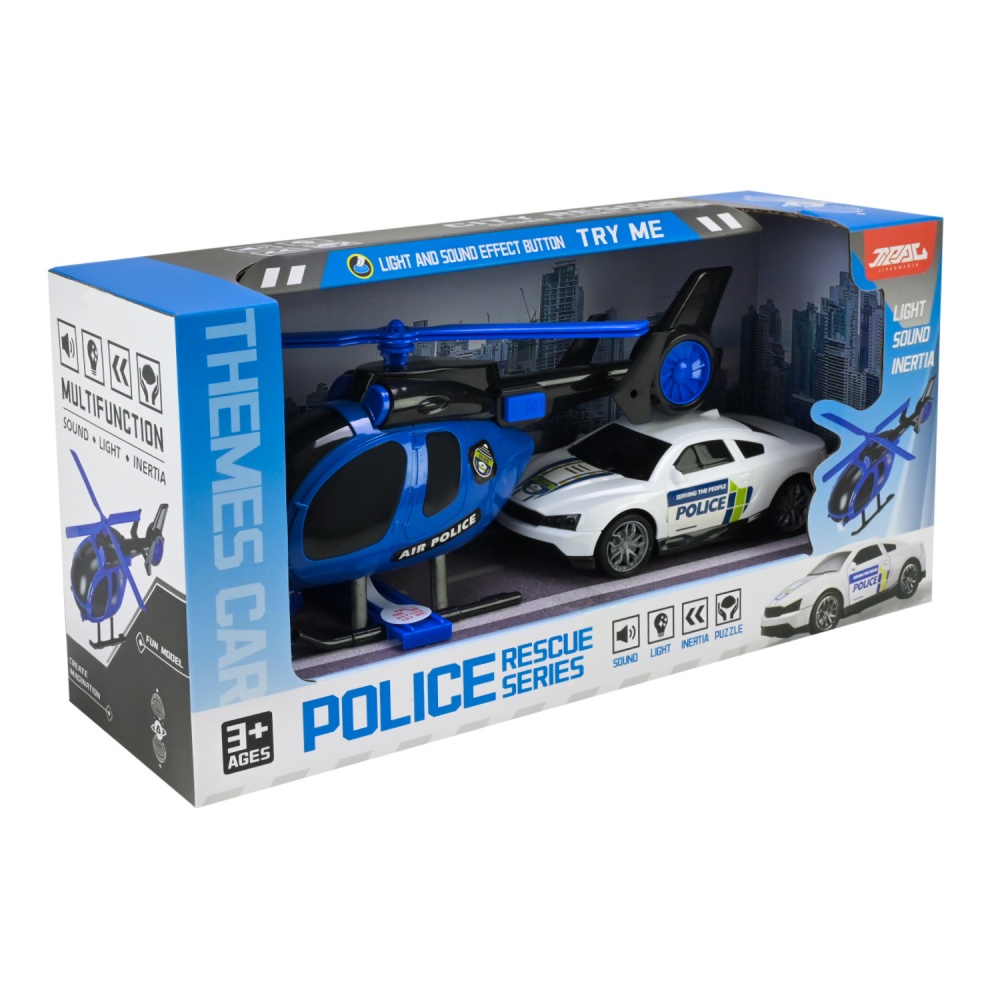 Игровой набор транспорта Shantou Полицейские службы, вертолет и машинка JP588-84B