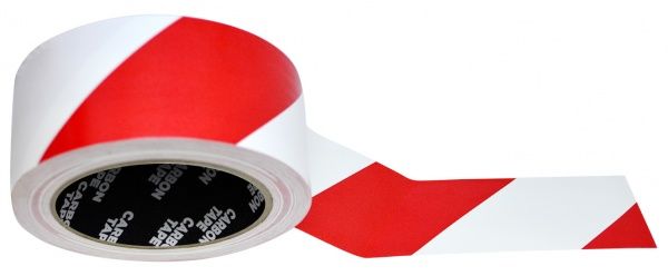 Клейка стрічка CARBON TAPE для розмітки червоно-біла 50 ммх 33 м