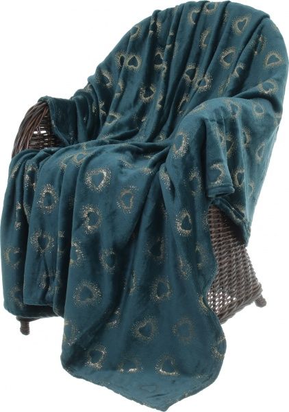 Плед Basic Shine Hearts 200x220 см темно-зелений із малюнком La Nuit 