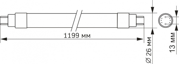 Лампа светодиодная для растений Videx 1200 mm FITO 18 Вт T8 матовая G13 220 В 3000 К 27000 