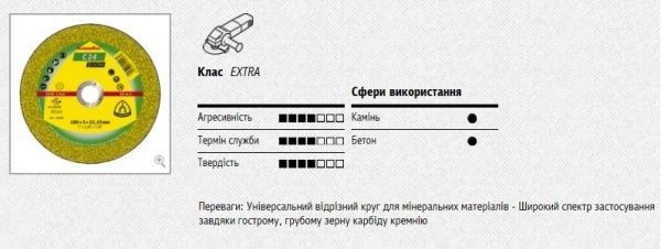 Круг отрезной по камню Klingspor 230x3,0x22,2 мм
