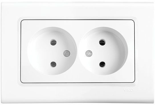 Розетка подвійна без заземлення Viko Linnera без шторок без кришки білий 90400055