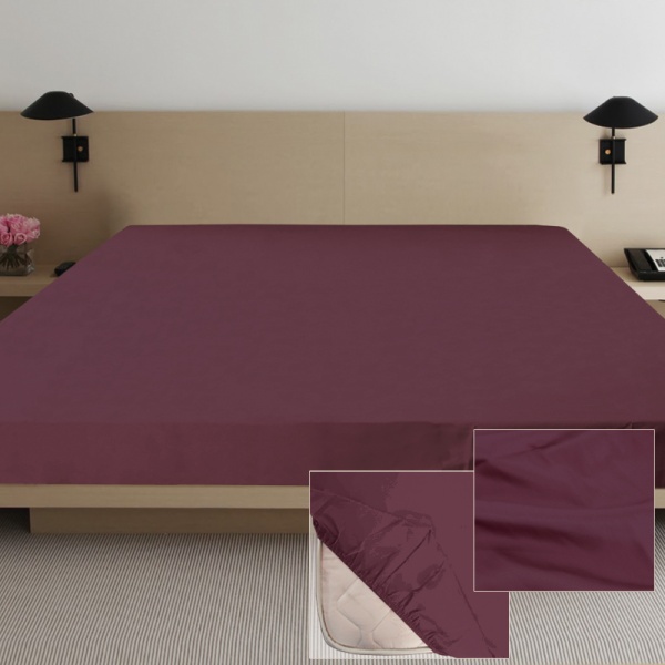 Простынь на резинке Дизайн 6 (сатин) 200x180 см винно-красный Ярослав 