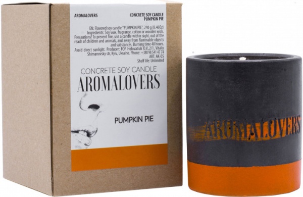 Свеча ароматическая Aromalovers соевая в бетоне Тыквенный пирог 240 г 