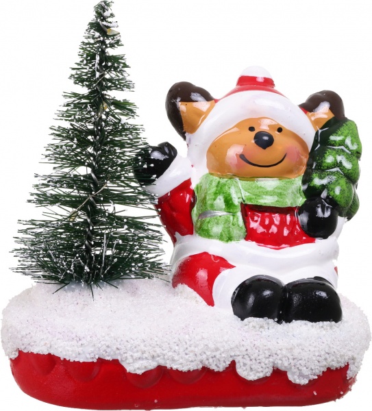 Сувенир новогодний снеговик с елкой BX-22184 светодиодная (LED) 11 см 